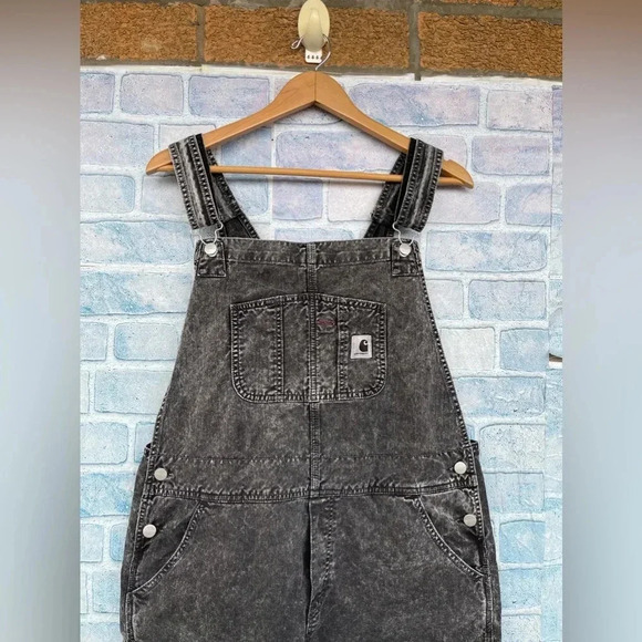 Carhartt Work In Progress acid Black Bib Double Knee Overalls large - Picture 5 of 16